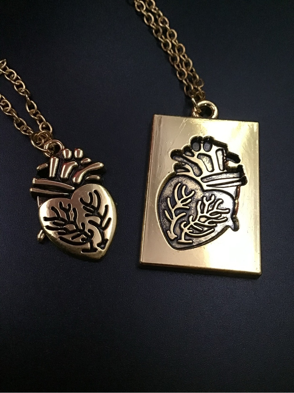 Two Anatomical Heart Necklaces